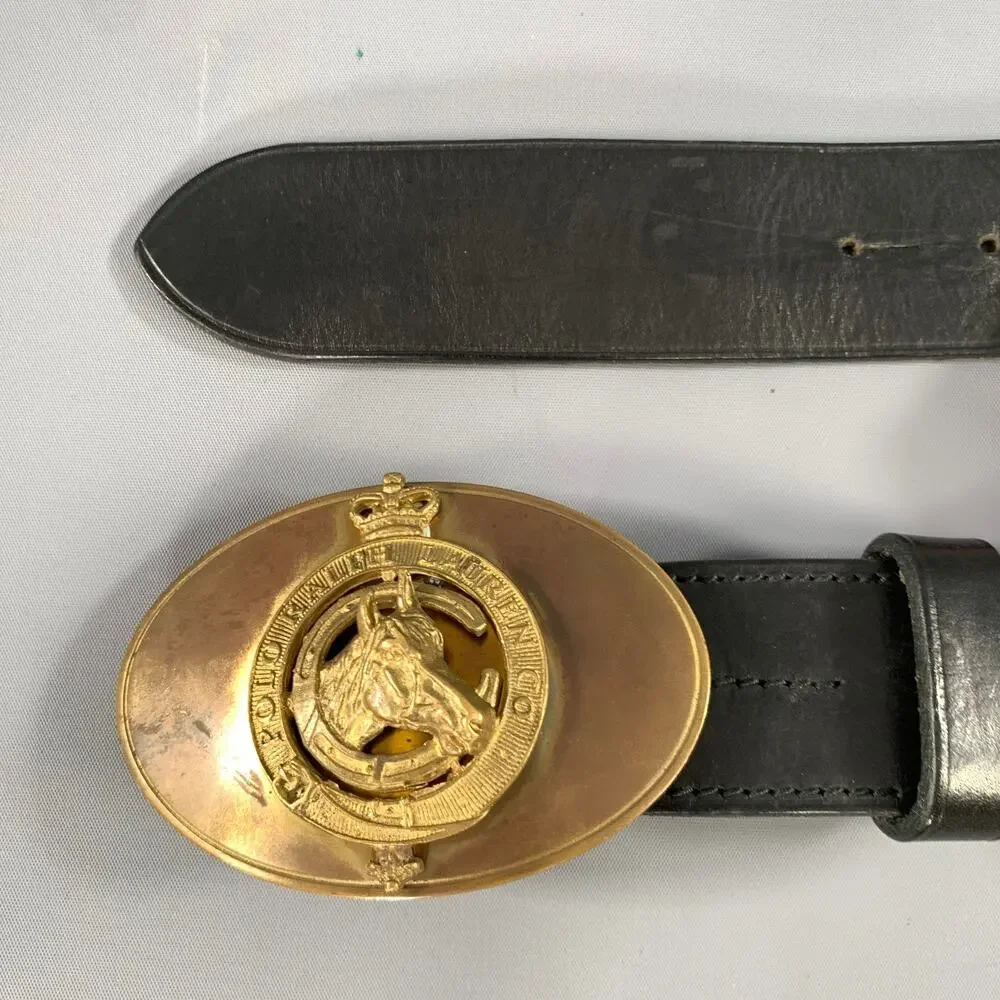 RALPH LAUREN Size 38 Black Gold Crackled Leather Belt